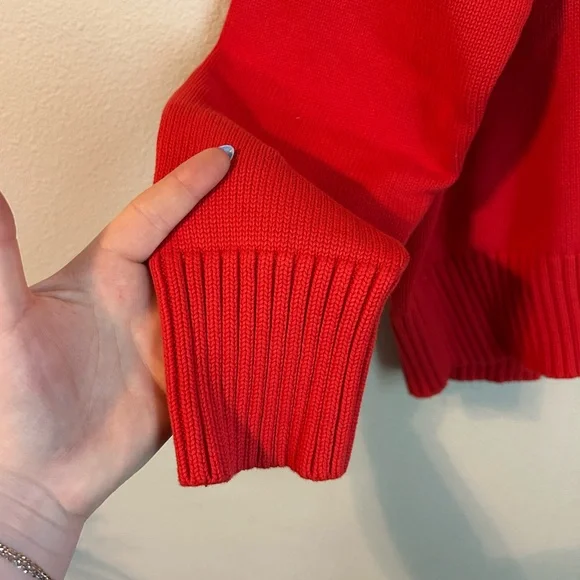 Women’s perfectwhitetee Sweater Janet Cotton Crewneck Sweater Poppy Red Slouch - Picture 5 of 7